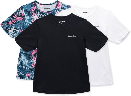 Hyperfied Wave T-Shirt 3-pack Black/White/Tropical Flower 170 Hyperfied Wave T-Shirt 3-pack Black/White/Tropical Flower 170