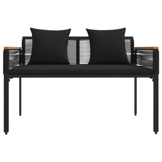 Utendørs benk med pute Svart 117 x 54 x 74.5 cm polyrotting Utendørs benk med pute Svart 117 x 54 x 74.5 cm polyrotting