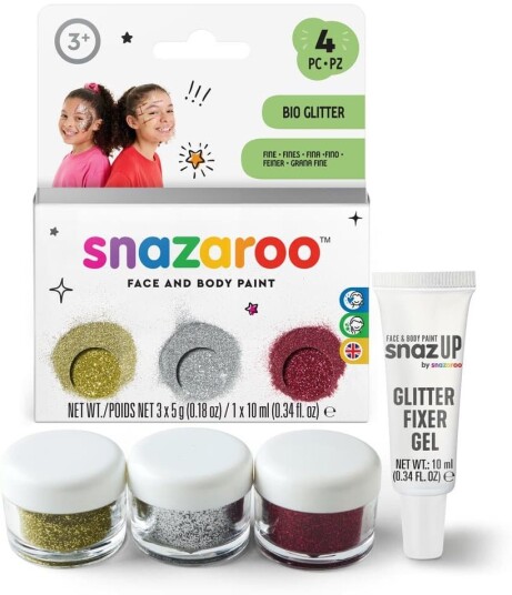 Snazaroo Fint Glitter med Gel 3 farger
