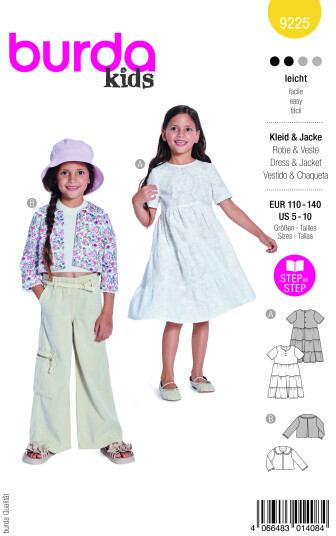 Burda 9225 - Kjole & Jakke EUR: 110-140, US: 5-10