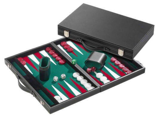 Philos Backgammon deluxe 47 cm skinnimitasjon