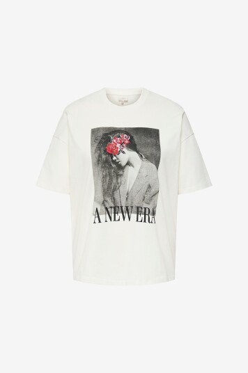 Only Carmakoma T skjorte carWinova Life S/S O neck Loose TE Hvit