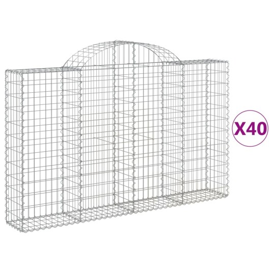 Gabionkurver buede 40 stk 200x30x120/140 cm galvanisert jern Gabionkurver buede 40 stk 200x30x120/140 cm galvanisert jern
