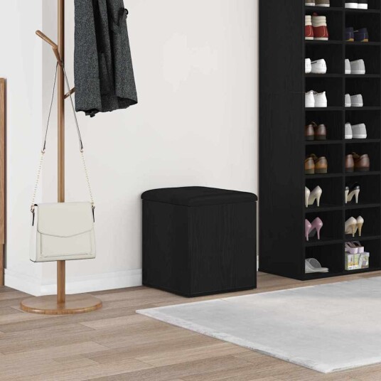 Oppbevaringsbenk Svart Eik 40x40x45 cm Konstruert Tre