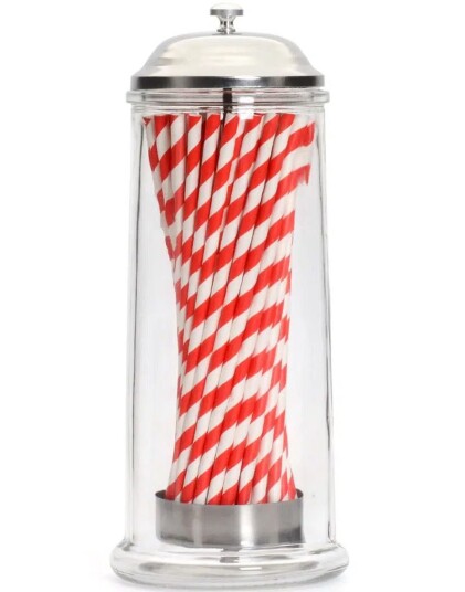 Retro Glass Dispenser med 50 Papirsugerør Bar Bespoke Retro Glass Dispenser med 50 Papirsugerør Bar Bespoke