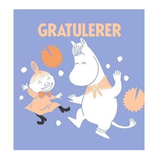 Moomin Mummi kort dobbelt 75x75 cm Gratulerer lyseblå