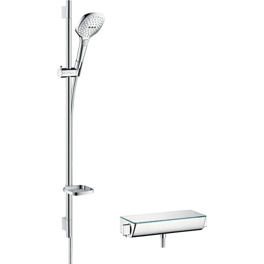 Hansgrohe Raindance Select E dusjpakke 90 cm, Med termostat, Hvit/Krom Hansgrohe Raindance Select E dusjpakke 90 cm, Med termostat, Hvit/Krom