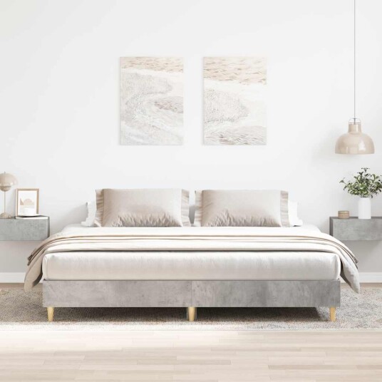 Sengeramme uten madrass betonggrå 200x200 cm konstruert tre Sengeramme uten madrass betonggrå 200x200 cm konstruert tre