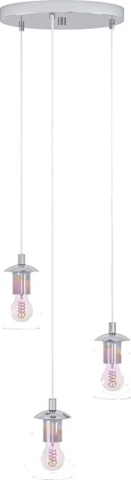 EGLO Pendellampe Ariscani Round Chrome / Rainbow 3 lamper Krom Takpendler
