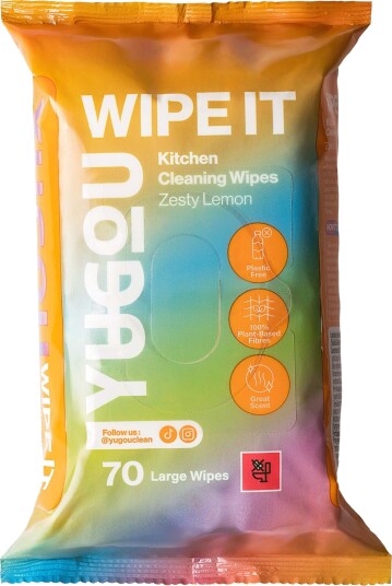 YUGOU WIPE IT Kitchen Cleaning Wipes Zesty Lemon 70 stk YUGOU WIPE IT Kitchen Cleaning Wipes Zesty Lemon 70 stk