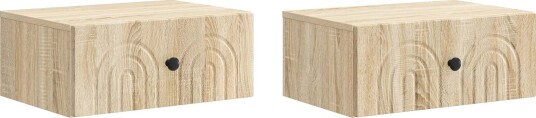  Vegghengt Nattbord med skuff 2 pcs Sonoma eik 49 x 34,5 x 20 cm