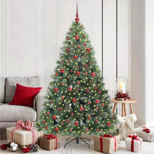  Kunstig juletre med 300 LED med stativ grønn 180 cm PE og PVC