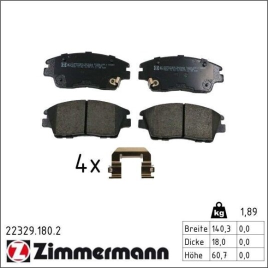 ZIMMERMANN 22329.180.2 Bremseklosser