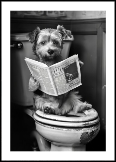 Funny Dog On Toilet Plakat / 40x50