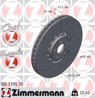 ZIMMERMANN 100.3395.70 Bremseskive ZIMMERMANN 100.3395.70 Bremseskive