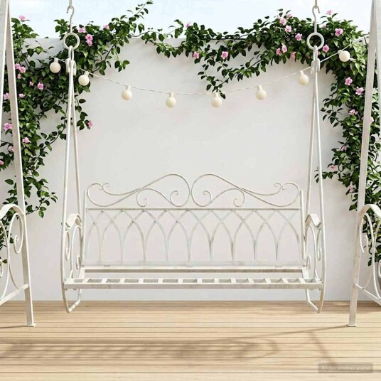 vidaXL Svingbenk Stål 112 x 60 x 126,5 cm Antikk hvit