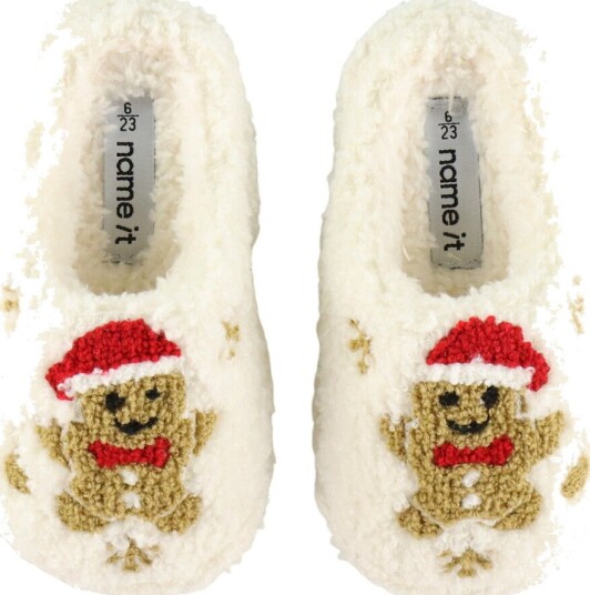 Name It Nmnrijulle Tøfler med Pepperkakemannmønster - Antique White - Størrelse 30