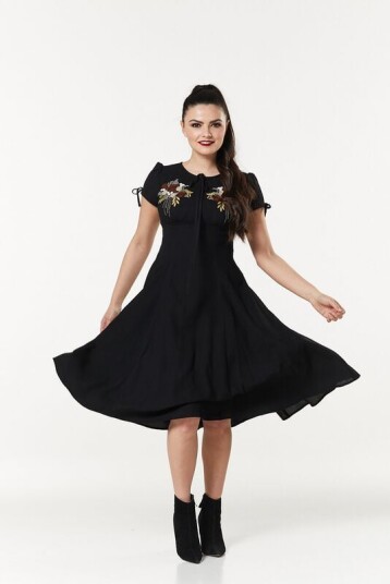Timeless London Rockabilly Middellang kjole Pandora Dress XS til XL Damer svart