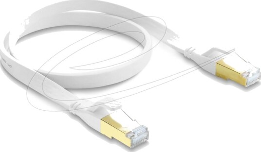Delock Rj45 Flatbånd Patchkabel Cat.8.1 U/Ftp Opptil 40 Gbps 0,5 M Hvit 81024