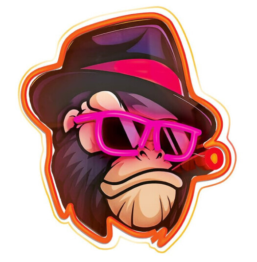 24Hshop LED neonlys med dimmer flerfarget Gangsta Monkey