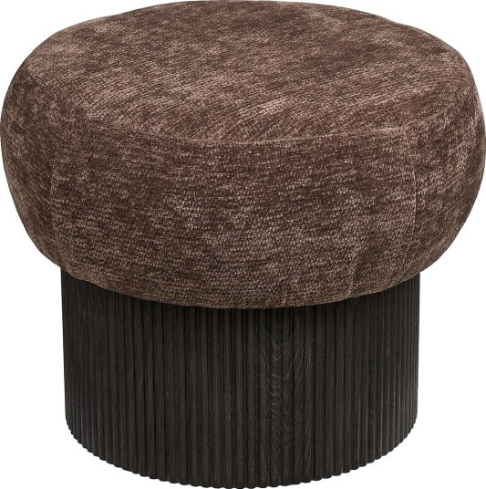 House Nordic Tora - Pouf, Chenille Lid, - DARK BROWN - 52X52XH42 cm