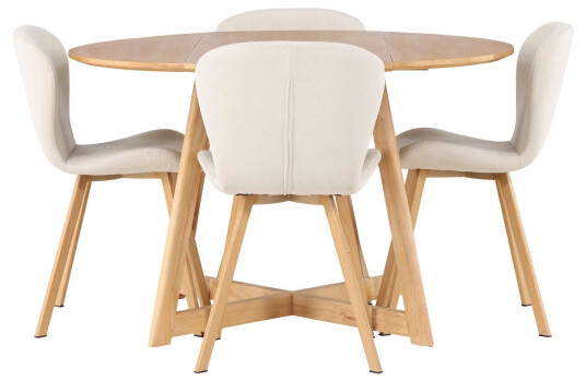 Venture Design Yadikon & Lilja spisegruppe Beige/brun 4 stoler & bord 120 cm