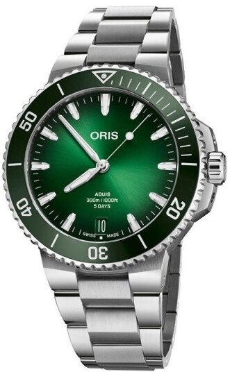 Oris Herreklokke 01 400 7790 4157 07 8 23 02PEB Aquis Grønn/Stål