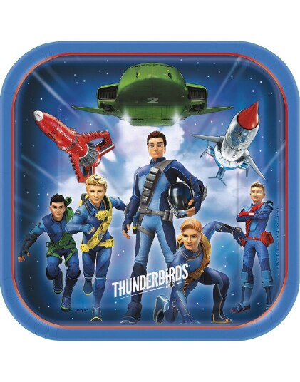 8 stk Firkantet Papptallerkener 23x23 cm Thunderbirds