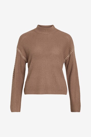 Vila - Genser viSigga L/S Stitch Knit Pullover - Brun Vila - Genser viSigga L/S Stitch Knit Pullover - Brun