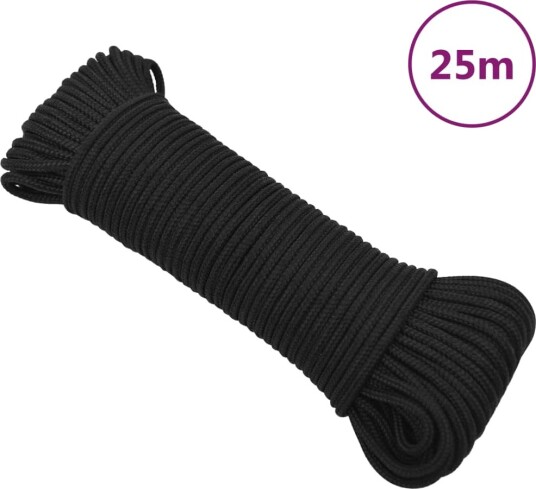 Båttau helsvart 4 mm 25 m polypropylen