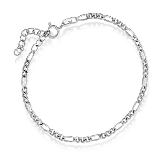 Pan Jewelry, Figaro armbånd i rhodinert 925 sølv, 19 cm Pan Jewelry, Figaro armbånd i rhodinert 925 sølv, 19 cm