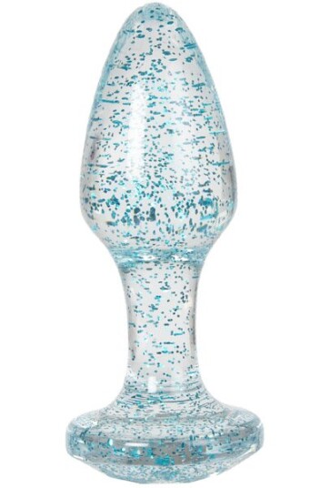 Transparent Blue Sparkling Butt Plug 8 cm