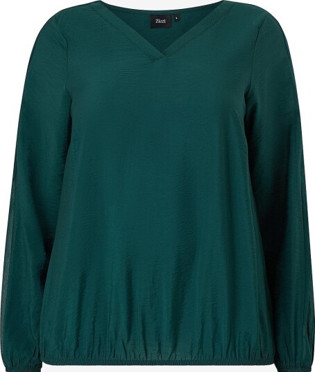Zizzi Bluse Caerika L/S Shirt Grønn