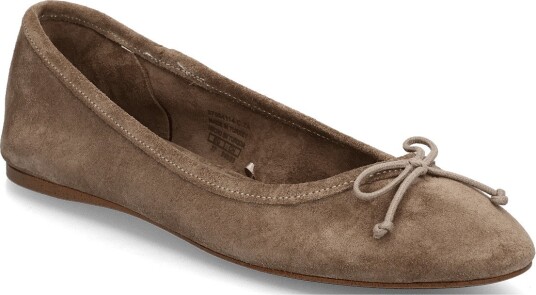Mango Leather Ballet Flats With Bow LT PASTEL BROWN 36