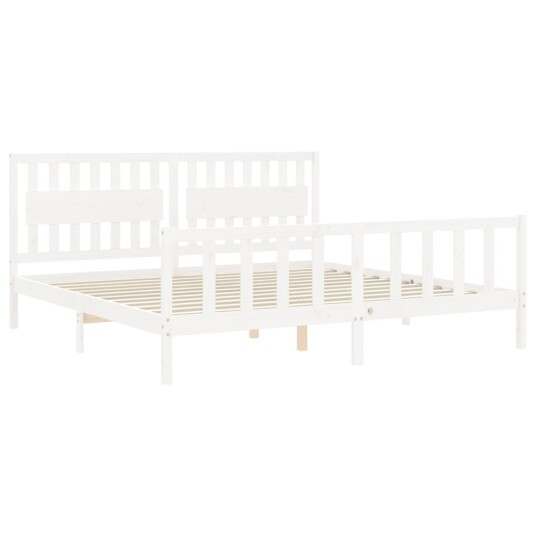 vidaXL Sengeramme med hodegavl hvit 200x200 cm heltre