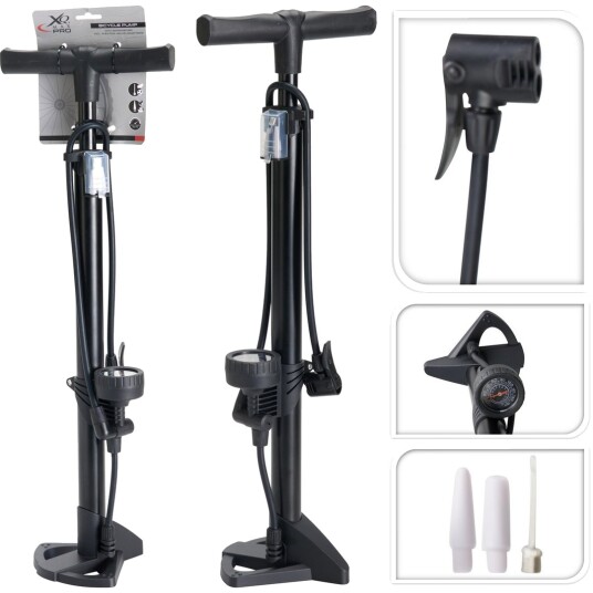 SYKKELPUMPE VERTIKAL MED MANOMETER 70CM