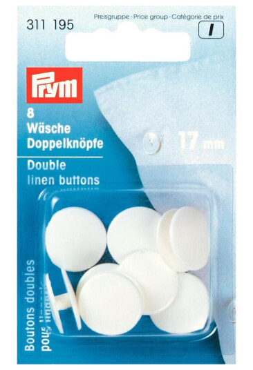 Dobbelknapper 8stk x 17 mm Hvit