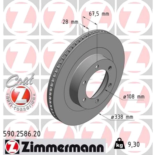 Bremseskive ZIMMERMANN 590.2586.20