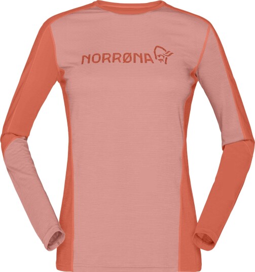 Norrøna Women's Falketind Equaliser Merino Round Neck M  Peach Amber/Orange Alert