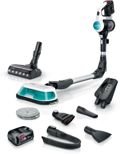Bosch Trådløs 2 i 1 støvsuger og mopp Unlimited 7 ProHygienic Aqua Hvit BCS712HYG5