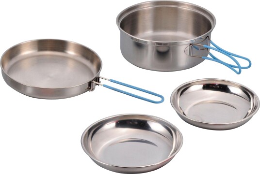 Origin Outdoors Companion Kokesett for 2 personer ??? Inkl. kjele stekepanne og dype tallerkener ??? Rustfritt st??l