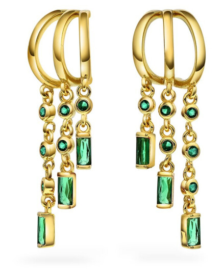 Pan Jewelry Rio Radiance øredobber i forgylt 925 sølv med grønn zirkonia