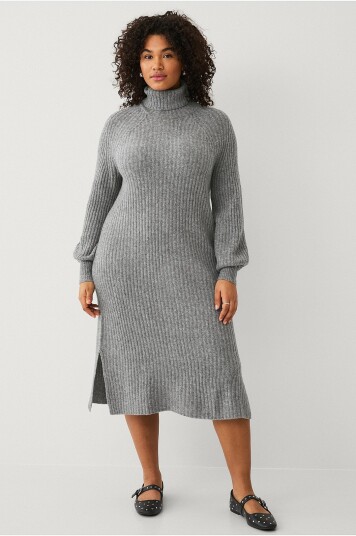 Zizzi Kjole caComfy L/S Blk Dress Grå