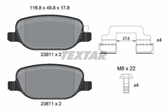 Bremseklosser TEXTAR 2381103 Bremseklosser TEXTAR 2381103