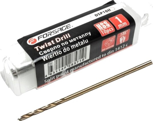 Wiertlo Forsage Bore-/Bit-Sett 1 Mm, 10 Stk. Bor Til Metall I Plastkoffert