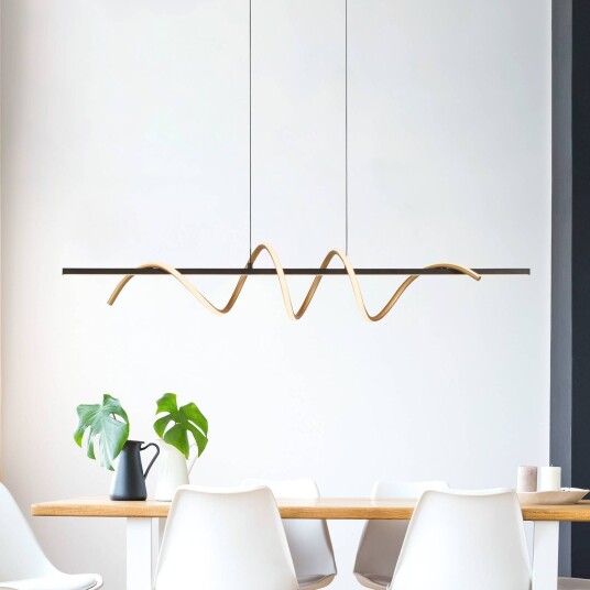 JUST LIGHT. GmbH Pendellampe Emanda, dimbar, Sort, Stue / spisestue, Metall, Moderne