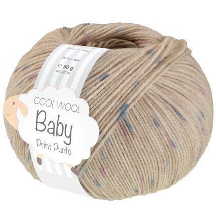 Lana Grossa Cool Wool Baby Garn Print Punto 371 Lys beige/turkis/lilla