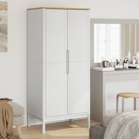 Garderobe FLORO hvit 77x53x171 cm heltre furu