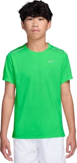 Nike Dri FIT Miler SS Top Junior Green Spark/Reflective Silver XL (13 15)