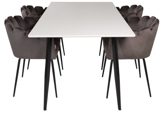 Venture Design Polar & Limhamn spisegruppe Hvit/grå 4 st stoler & bord 180 x 90 cm